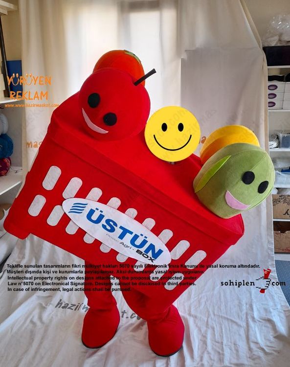 Üstün Big Box Meyve Kasası Maskot Kostümü maskot kostümü