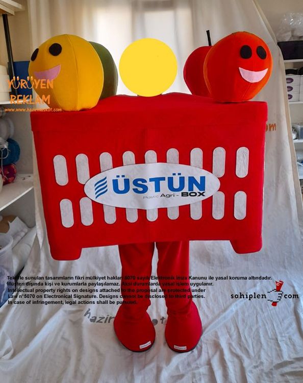 Üstün Big Box Meyve Kasası Maskot Kostümü maskot kostümü