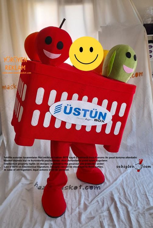 Üstün Big Box Meyve Kasası Maskot Kostümü maskot kostümü
