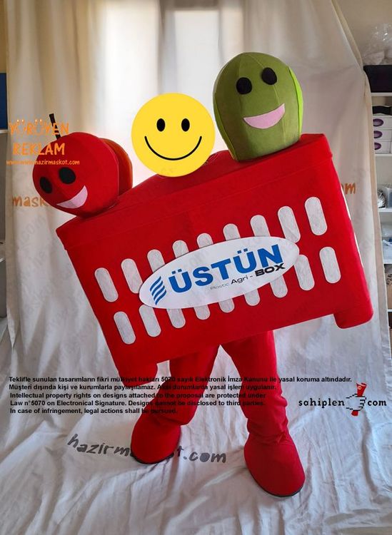 Üstün Big Box Meyve Kasası Maskot Kostümü maskot kostümü