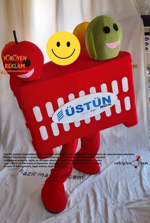 Üstün Big Box Meyve Kasası Maskot Kostümü maskot kostümü