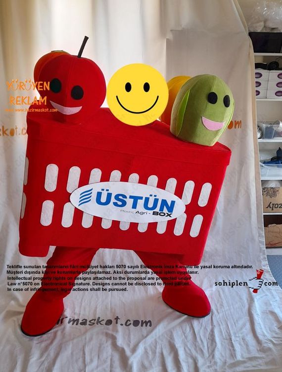 Üstün Big Box Meyve Kasası Maskot Kostümü maskot kostümü