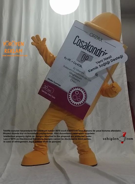 Orzax İlaç / Kutu Maskot / Kemik maskot kostümü