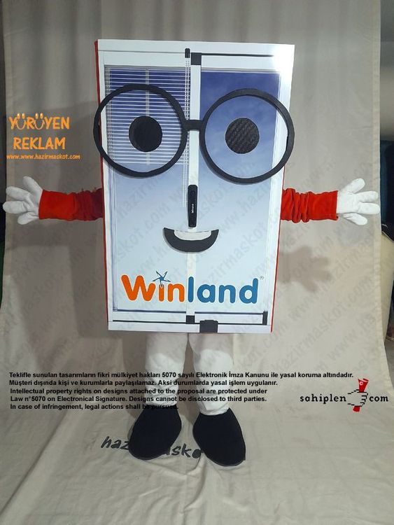 Gözlüklü Pencere Maskot Kostümü / Winland maskot kostümü