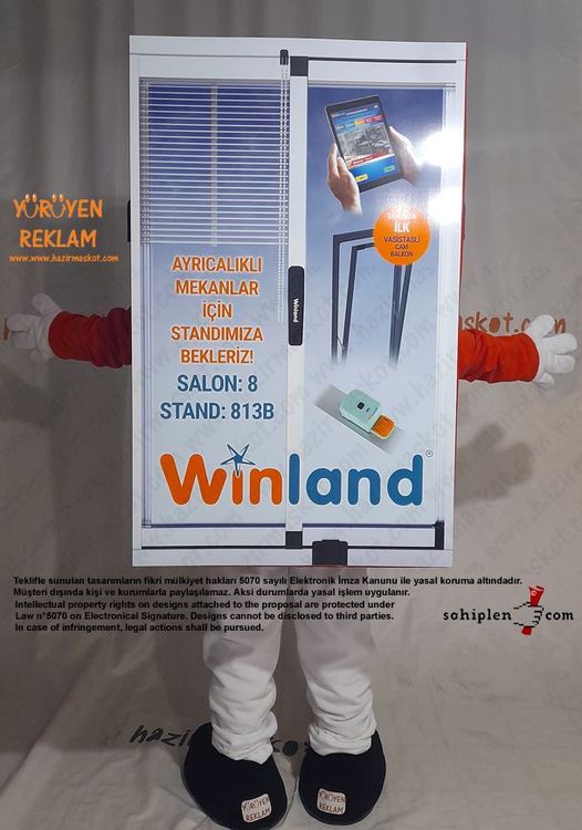 Gözlüklü Pencere Maskot Kostümü / Winland maskot kostümü