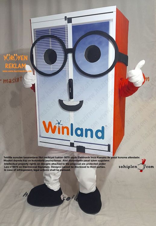 Gözlüklü Pencere Maskot Kostümü / Winland maskot kostümü
