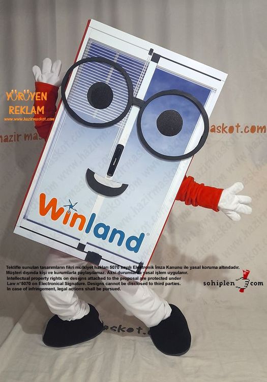 Gözlüklü Pencere Maskot Kostümü / Winland maskot kostümü