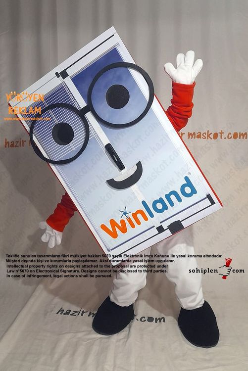 Gözlüklü Pencere Maskot Kostümü / Winland maskot kostümü