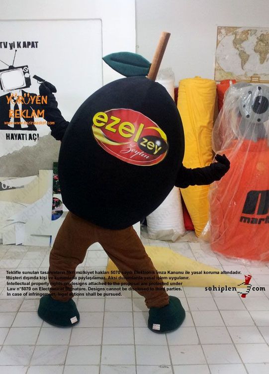 Zeytin maskot kostümü / Ezel zeytincilik maskot kostümü