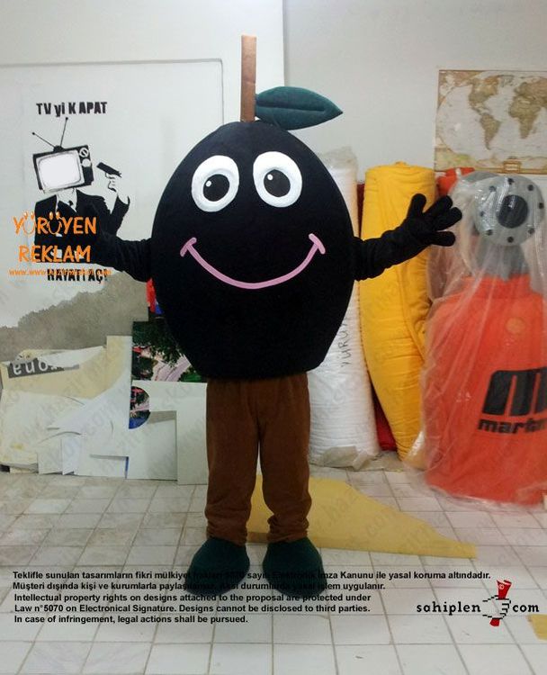 Zeytin maskot kostümü / Ezel zeytincilik maskot kostümü
