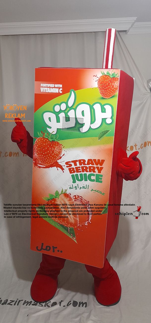 Bronto Meyve Suyu Maskot Kostümü / Çilek / Lebanon maskot kostümü