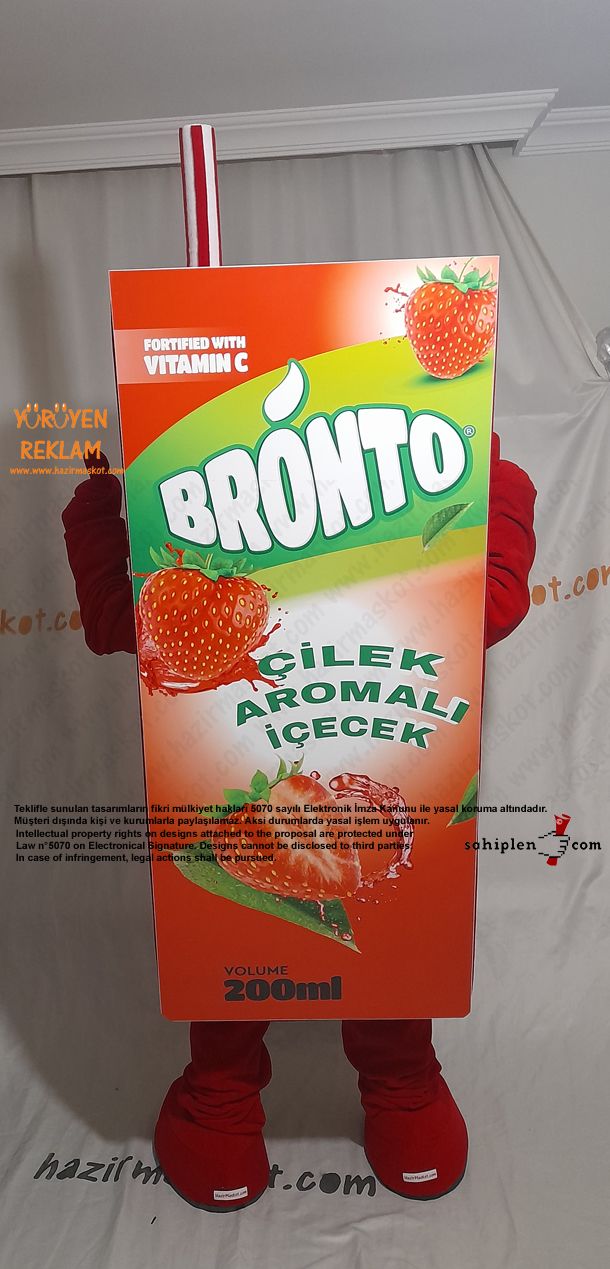 Bronto Meyve Suyu Maskot Kostümü / Çilek / Lebanon maskot kostümü