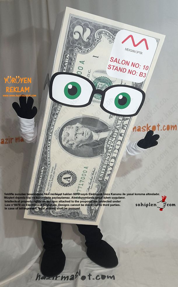 Dolar Para Maskot Kostümü / Gözlük / Meksan Optik maskot kostümü