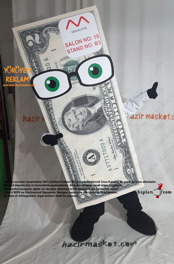 Dolar Para Maskot Kostümü / Gözlük / Meksan Optik maskot kostümü