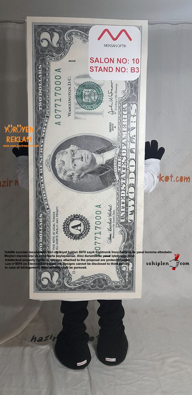 Dolar Para Maskot Kostümü / Gözlük / Meksan Optik maskot kostümü