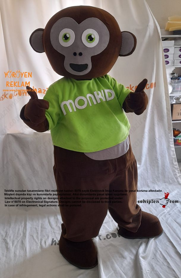 Monkinds Maymun Maskot Kostümü İsveç/ Monkinds Monkey Mascot Costume - Sweden maskot kostümü