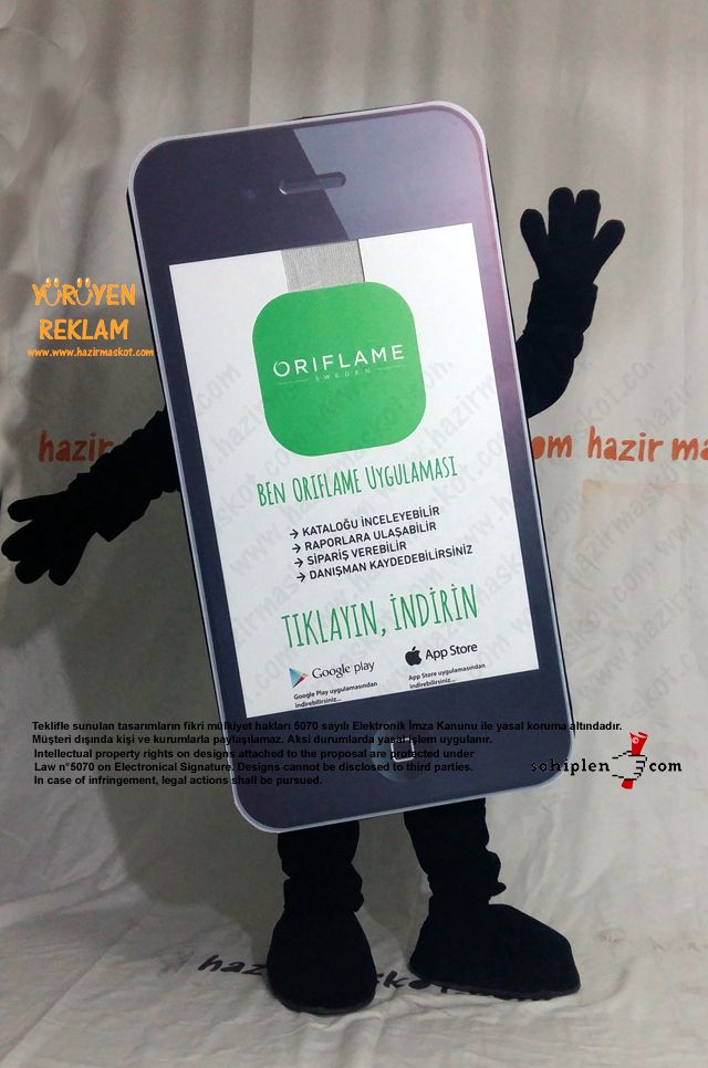 iPhone Maskot Kostümü / App Maskot / Oriflame maskot kostümü