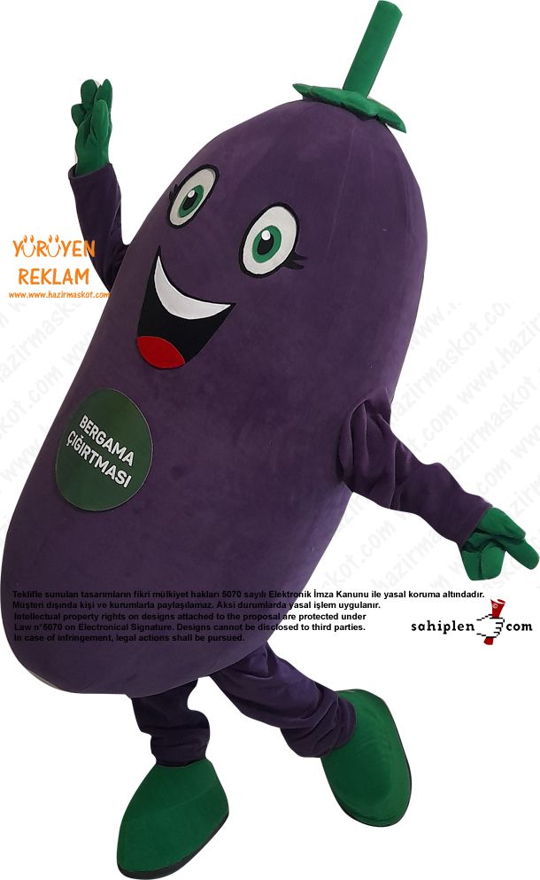 Patlıcan Maskot Kostümü / Bergama Sığırtmacı maskot kostümü