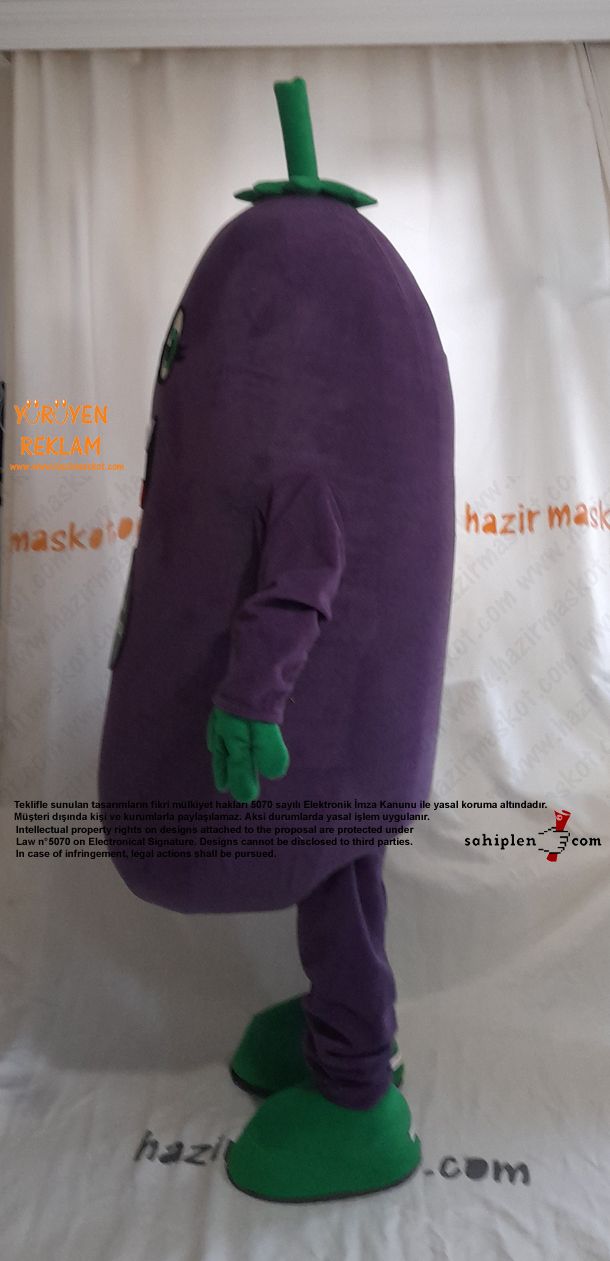 Patlıcan Maskot Kostümü / Bergama Sığırtmacı maskot kostümü