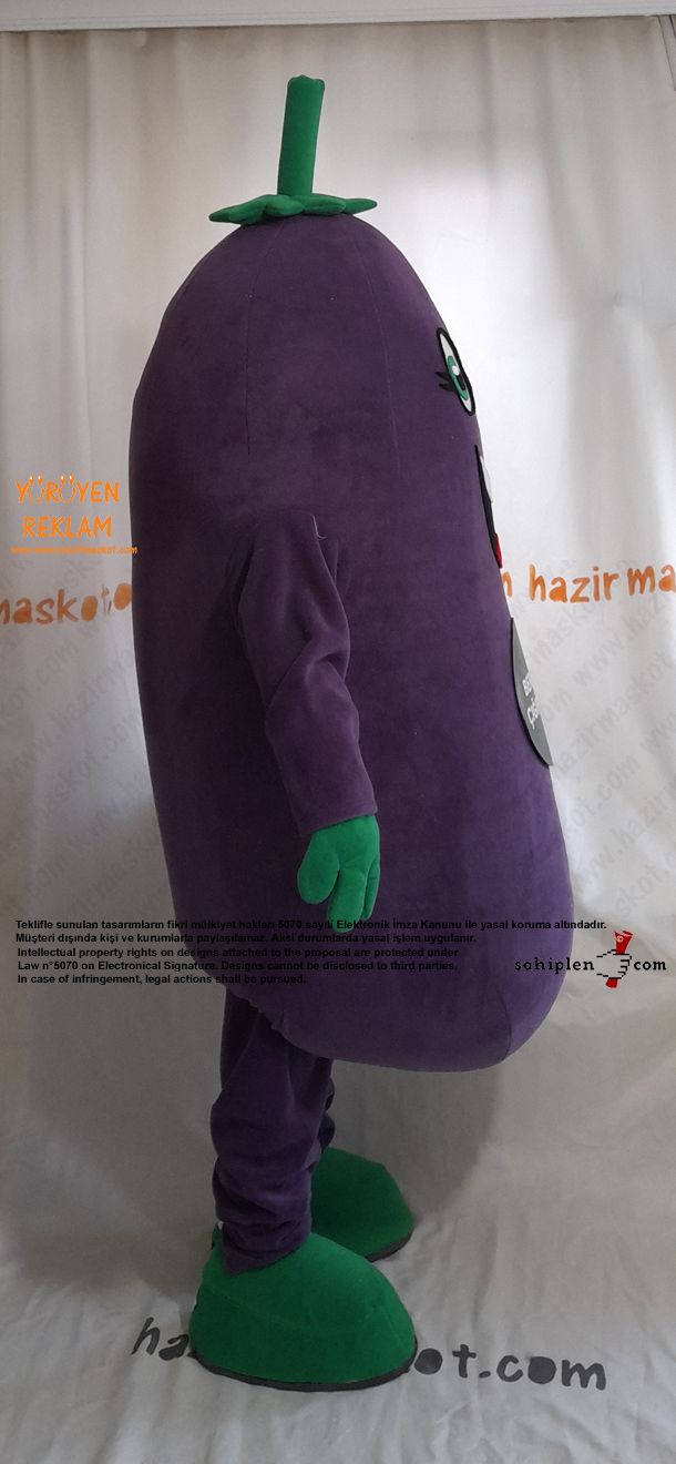 Patlıcan Maskot Kostümü / Bergama Sığırtmacı maskot kostümü