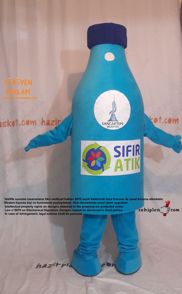 Pet Şişe Maskot kostümü  Geridönüşüm maskot kostümü