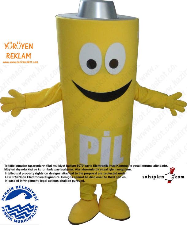 Pil geridönüşüm maskot kostümü / Pendik Belediyesi maskot kostümü