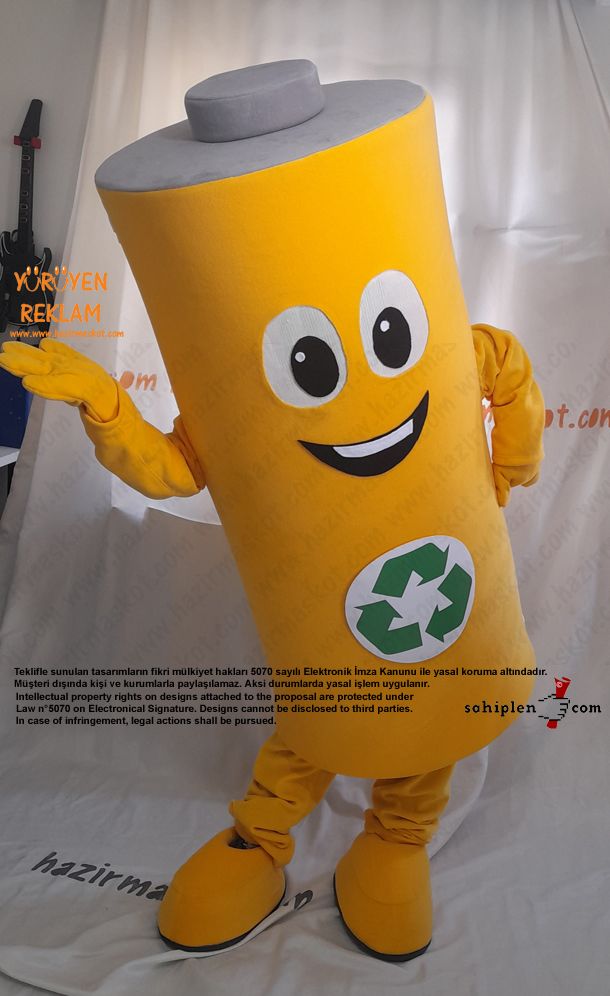 Pil Maskot Kostümü / Konya Geri Dönüşüm maskot kostümü