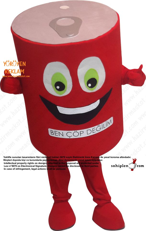 Salça Tenekesi Maskot Kostümü Geridönüşüm maskot kostümü