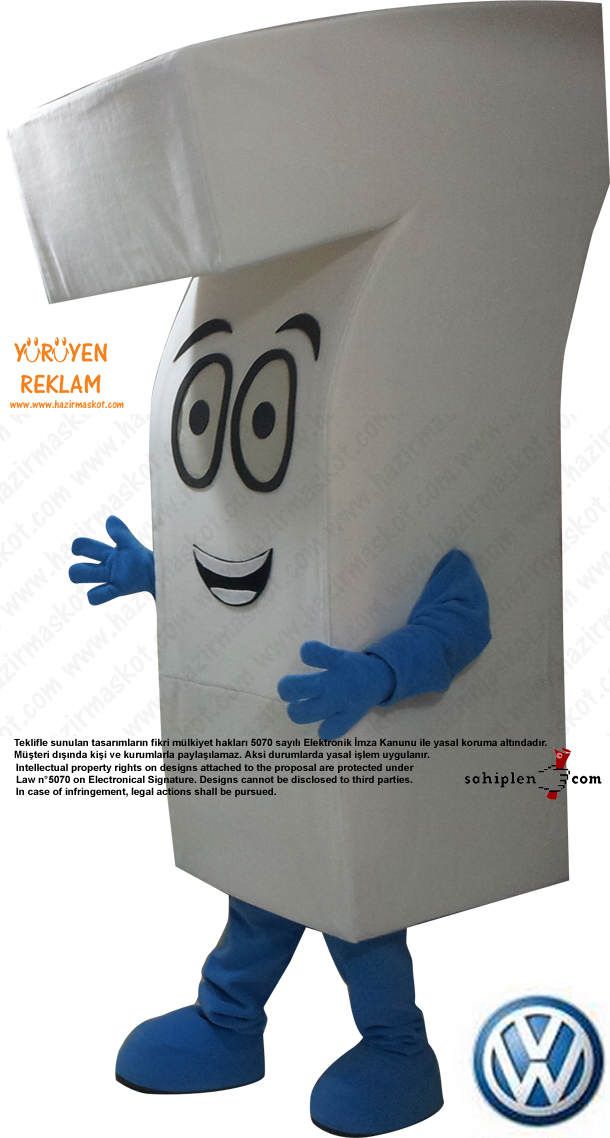 7 rakamı maskot kostümü / Volkswagen Almanya maskot kostümü
