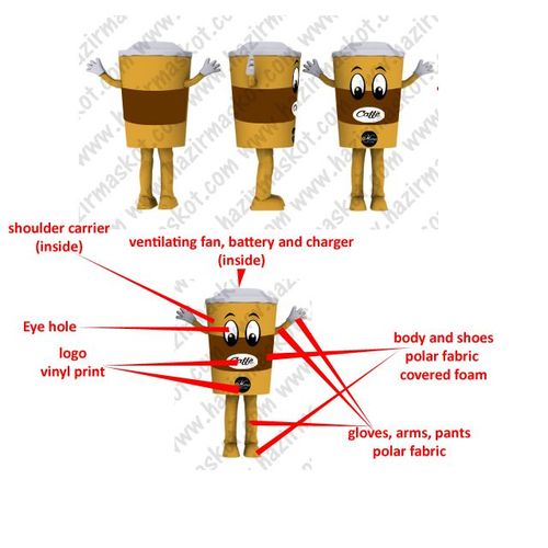 Kahve Bardağı Maskot kostümü / Coffee Mug Mascot Costume maskot kostümü