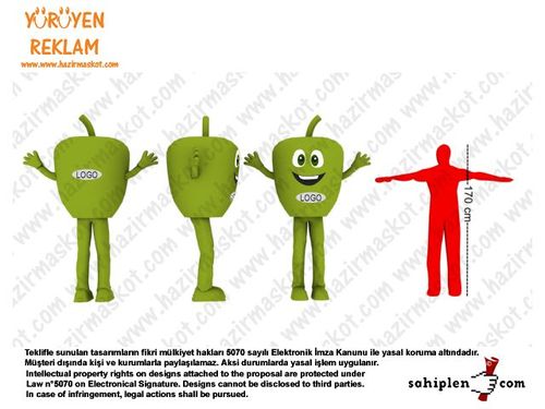 Dolmalık Biber Maskot Kostümü / Sebze maskot kostümü