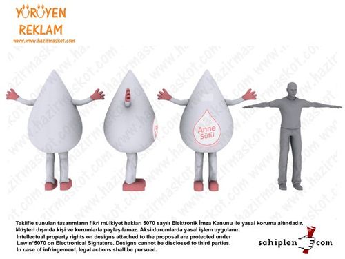 Süt Damlası Maskot Kostümü maskot kostümü
