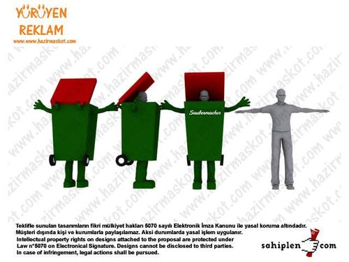 Almanya Geri Dönüşüm Kovası Maskot Kostümü maskot kostümü
