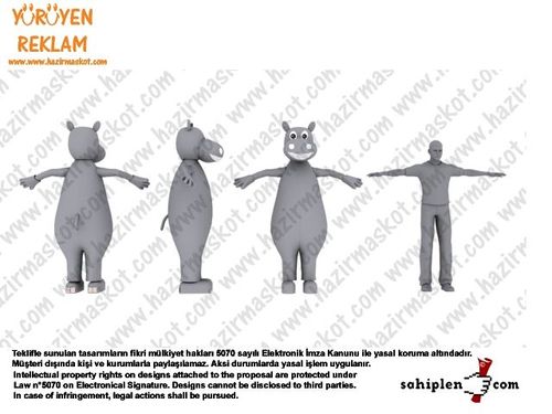 Hipopotam Su Aygırı Maskot Kostümü maskot kostümü