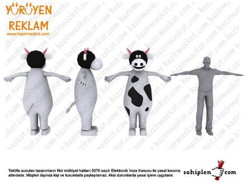 İnek maskot kostümü maskot kostümü