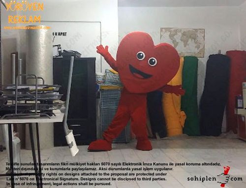 Kalp Maskotu / Uşak / Ajans Saha maskot kostümü