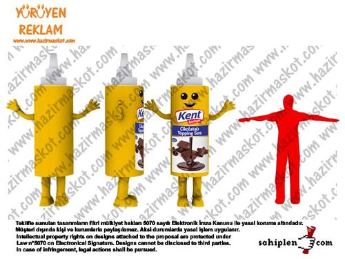 Çikolata Sosu Şişesi Maskot Kostümü maskot kostümü