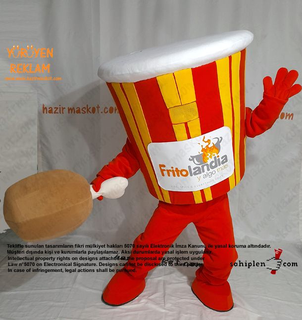 Tavuk Kovası Maskot Kostümü / Frito Landia USA maskot kostümü
