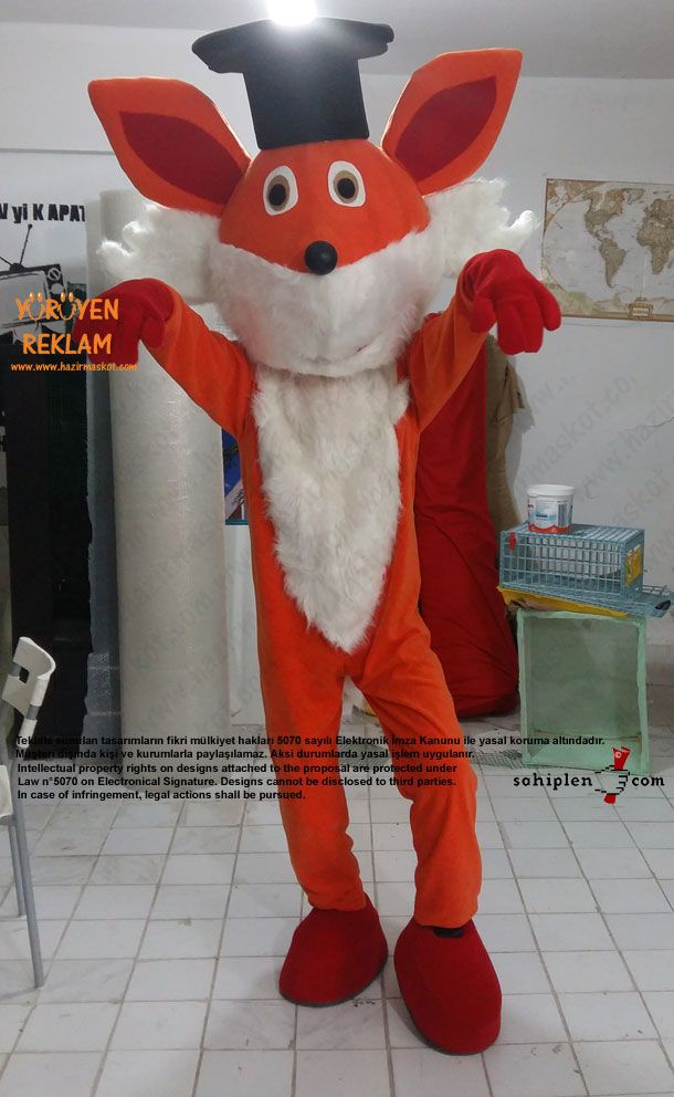Tilki Maskot Kostümü / Uluslar Arası Kıbrıs Üniversitesi maskot kostümü
