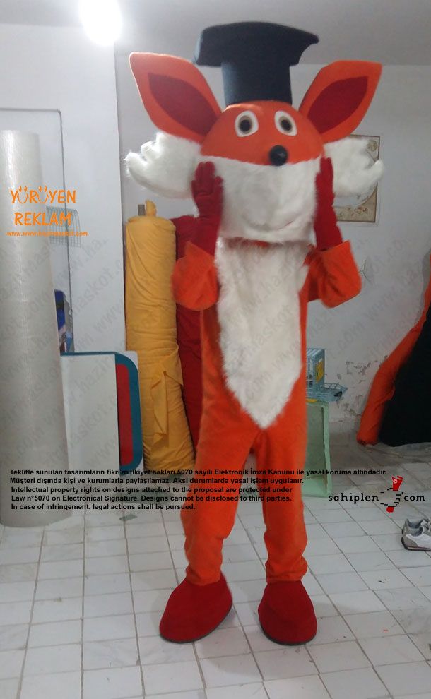 Tilki Maskot Kostümü / Uluslar Arası Kıbrıs Üniversitesi maskot kostümü
