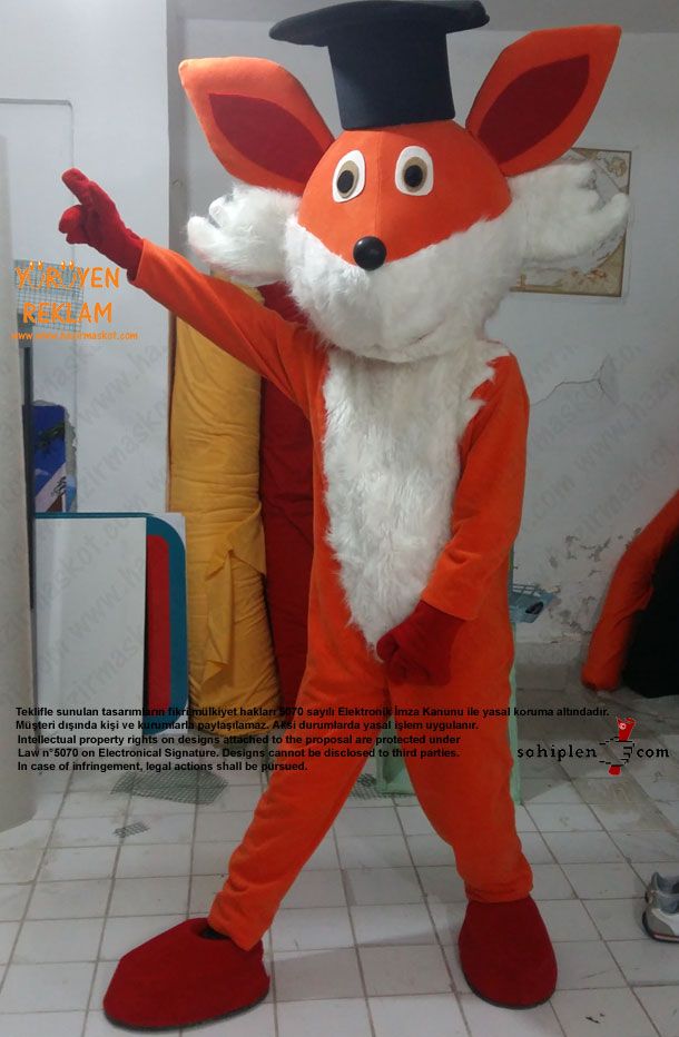 Tilki Maskot Kostümü / Uluslar Arası Kıbrıs Üniversitesi maskot kostümü