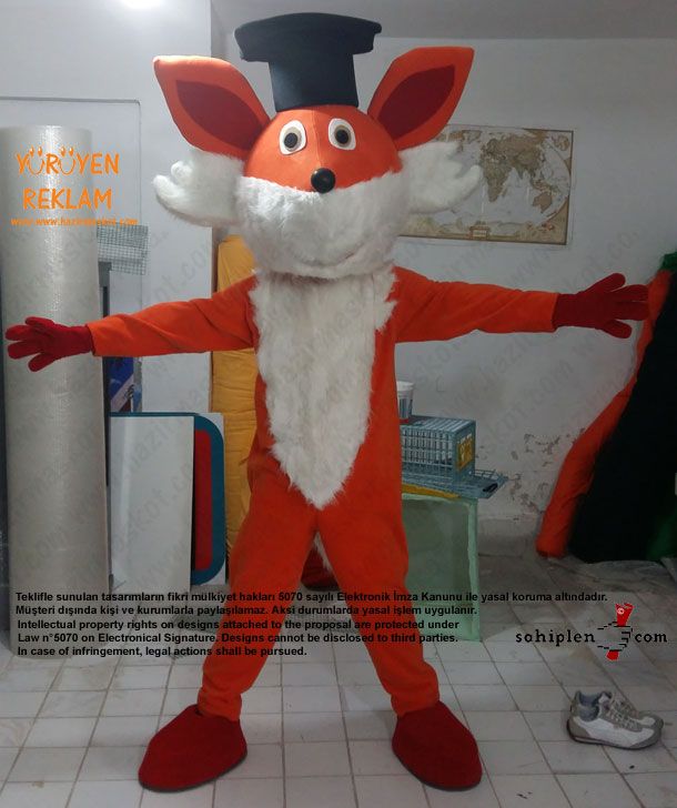 Tilki Maskot Kostümü / Uluslar Arası Kıbrıs Üniversitesi maskot kostümü