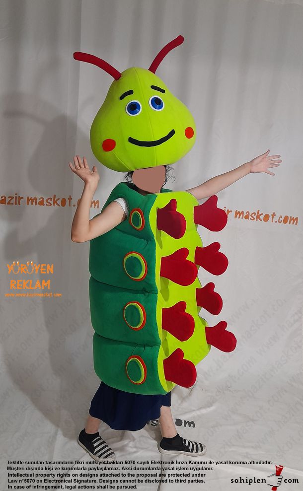 Tırtıl Böcek Heimlich Maskot Kostümü / Heimlich Costume maskot kostümü