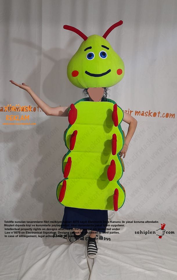 Tırtıl Böcek Heimlich Maskot Kostümü / Heimlich Costume maskot kostümü
