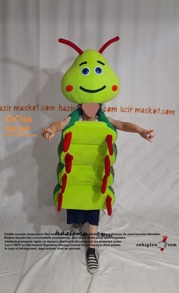 Tırtıl Böcek Heimlich Maskot Kostümü / Heimlich Costume maskot kostümü
