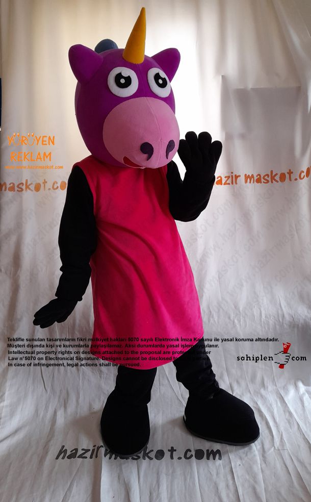 Tekboynuzlu At Maskot Kostümü / Unicorn Mascot Costume UK maskot kostümü