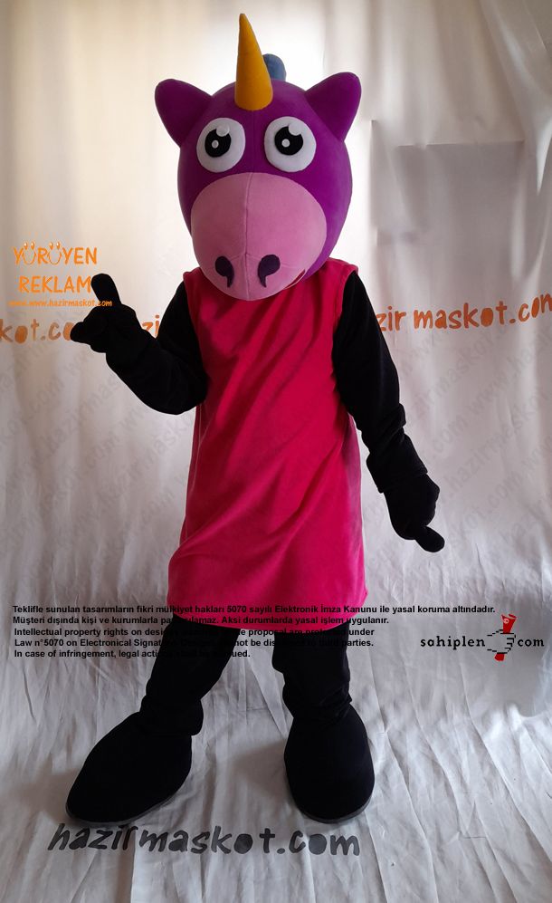 Tekboynuzlu At Maskot Kostümü / Unicorn Mascot Costume UK maskot kostümü