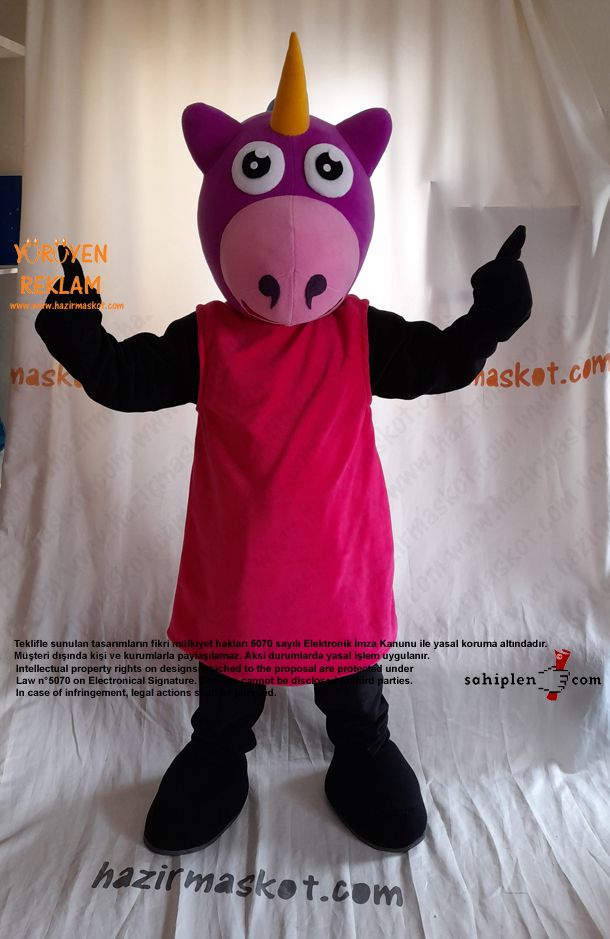 Tekboynuzlu At Maskot Kostümü / Unicorn Mascot Costume UK maskot kostümü