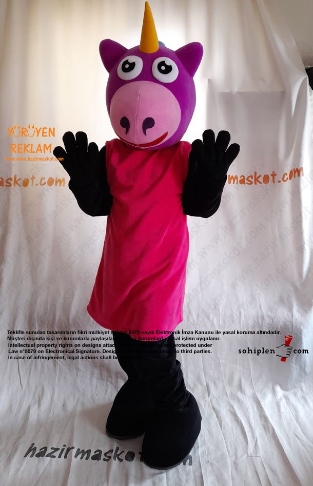 Tekboynuzlu At Maskot Kostümü / Unicorn Mascot Costume UK maskot kostümü