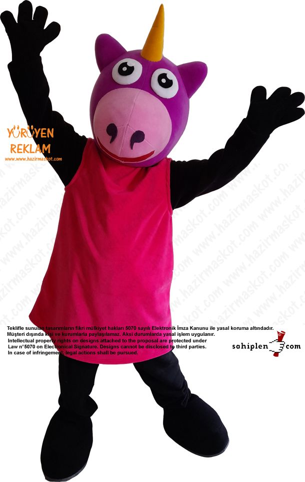 Tekboynuzlu At Maskot Kostümü / Unicorn Mascot Costume UK maskot kostümü